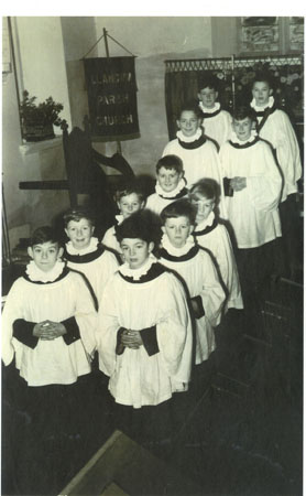 Copy of a photograph of eleven choirboys at St Jeromes Parish Church Llangwm Parish Church